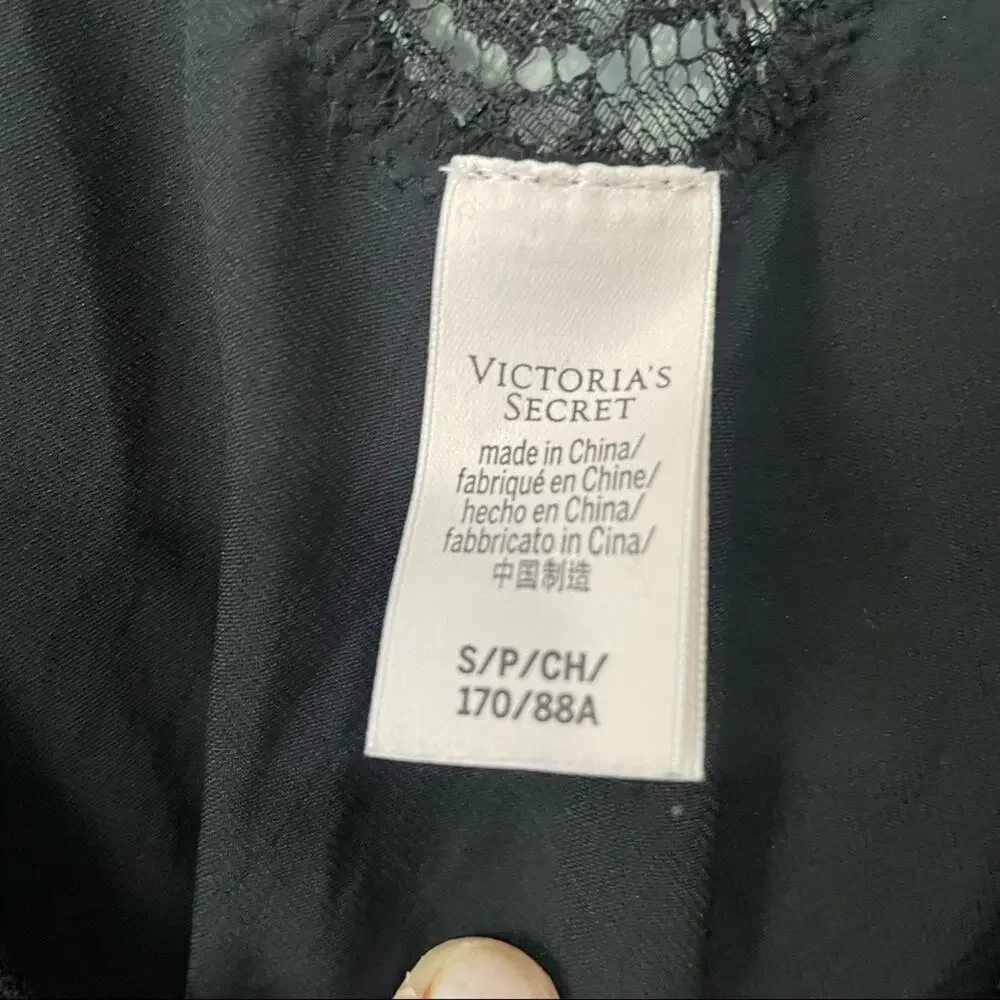 Victoria’s Secret black lace lingerie slip dress size small nightie sexy